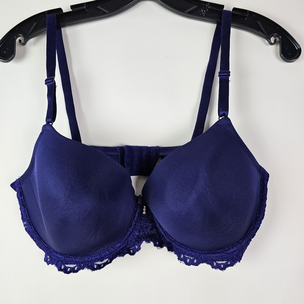 Smart & Sexy T-Shirt Bra Womens 38D Purple Lace Unpadded Back Closure